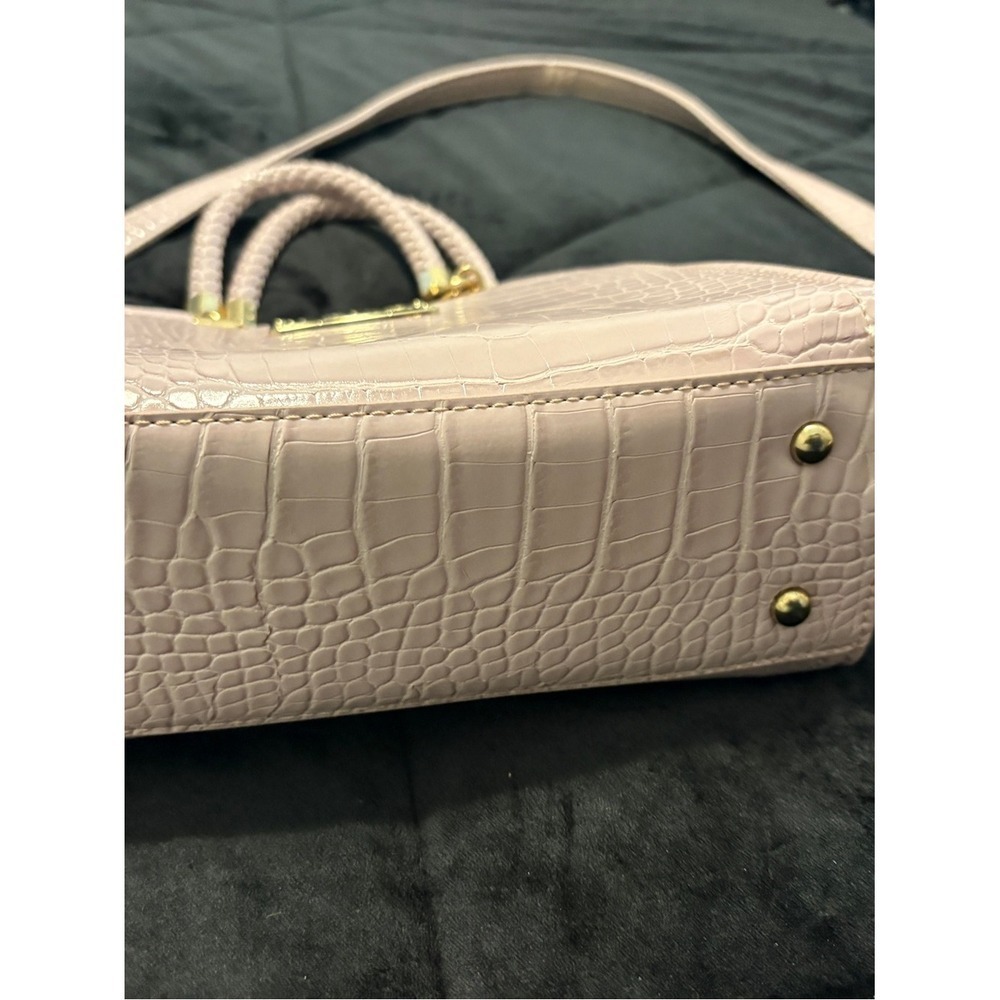 CLEARANCE-Pre-loved bebe Pale Purple Croc-Embossed Top-Handle Satchel/Crossbody - Picture 3 of 13